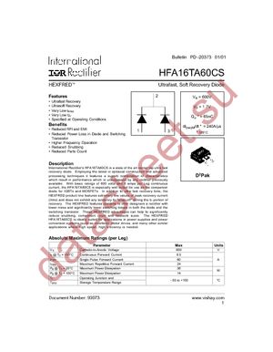 HFA16TA60CS datasheet  